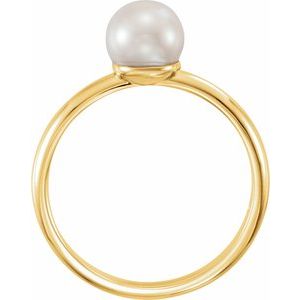 14K Yellow Gold — Cultured White Freshwater Pearl Ring