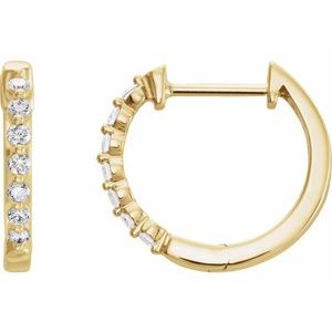 14K Yellow Gold — 1/5 Ctw Natural Diamond Hoop Earrings