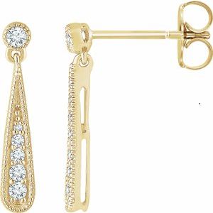 14K Yellow Gold — 1/6 Ctw Natural Diamond Teardrop Earrings