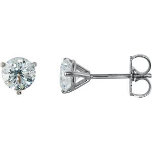 14K White Gold — 1Ctw Natural Diamond Stud Earrings