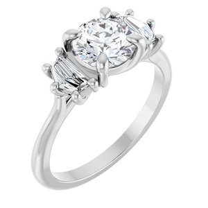 14K White Gold — 1 1/3 Ctw Lab-Grown Diamond Three-Stone Engagement Ring