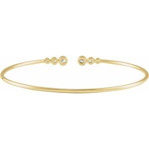 14K Yellow Gold — 1/4 Ctw Graduated Natural Diamond Cuff Bracelet