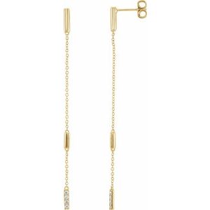 14K Yellow Gold — 1/10 Ctw Natural Diamond Chain Earrings
