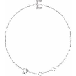 14K White Gold — .06 Ctw Natural Diamond Initial Bracelet