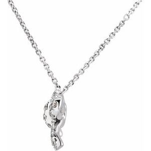 14K White Gold — 1/6 Ctw Natural Diamond Bow Necklace