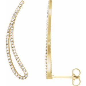 14K Yellow Gold — 1/4 Ctw Natural Diamond Ear Climbers