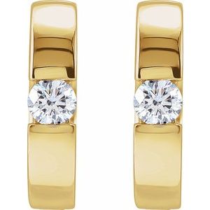 14K Yellow Gold — 1/3 Ctw Natural Diamond Hinged Huggie Earrings