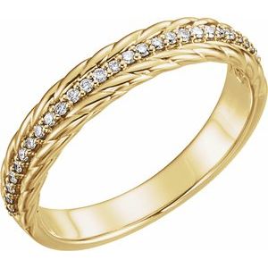 14K Yellow Gold — 1/6 Ctw Natural Diamond Rope Ring