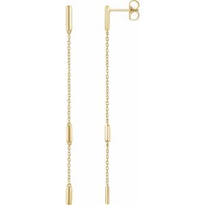 14K Yellow Gold — Bar Chain Earrings