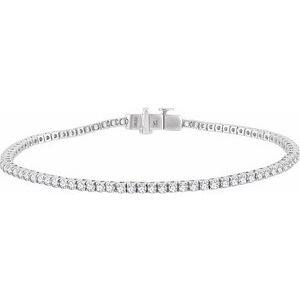 14K White Gold — 1 3/4 Ctw Natural Diamond Line Bracelet