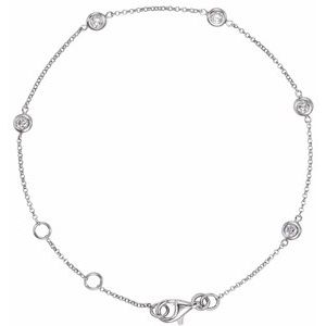14K White Gold — 1/4 Ctw Natural Diamond 5-Station Bracelet