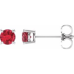 14K White Gold — Lab-Grown Ruby Stud Earrings