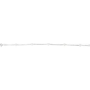 Sterling Silver — Cultured White Freshwater Pearl Station Bracelet