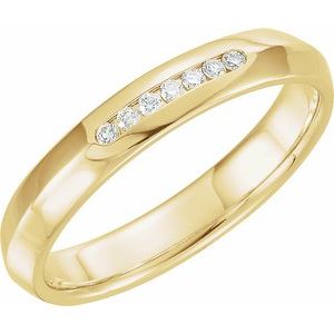 14K Yellow Gold — 1/10 Ctw Natural Diamond Knife-Edge Comfort-Fit Band