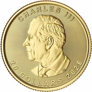 24K Yellow Gold — 2026 1/2 Oz Canadian Gold Maple Leaf Coin