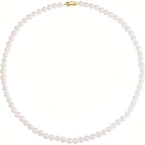14K Yellow Gold — Cultured White Freshwater Pearl Necklace