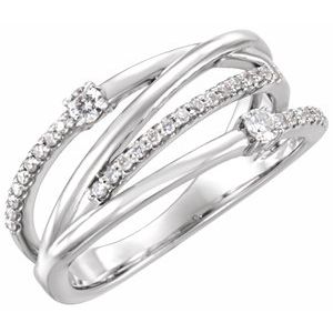 14K White Gold — 1/4 Ctw Natural Diamond Ring