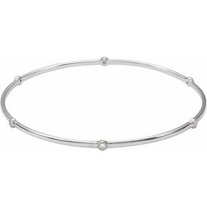 14K White Gold — 1/4 Ctw Natural Diamond Bangle Bracelet