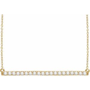 14K Yellow Gold — 1/2 Ctw Natural Diamond Bar Necklace