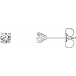 14K White Gold — 1/3 Ctw Natural Diamond 4-Prong Cocktail-Style Earrings