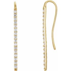 14K Yellow Gold — 1/3 Ctw Natural Diamond Bar Earrings