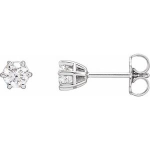 14K White Gold — 1/2 Ctw Natural Diamond 6-Prong Wire Basket Earrings