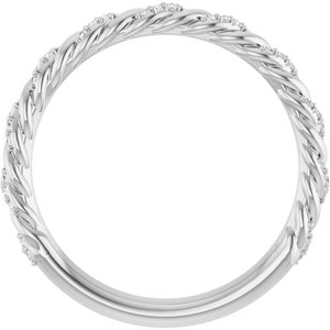 14K White Gold — 1/10 Ctw Natural Diamond Pave Twist Rope Band