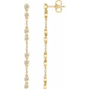 14K Yellow Gold — 1/3 Ctw Natural Diamond Chain Earrings