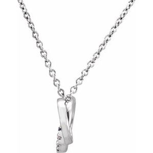 14K White Gold — .06 Ctw Natural Diamond Interlocking Circle Necklace
