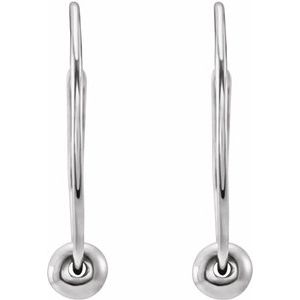 14K White Gold — Youth Hoop Earrings With Bead