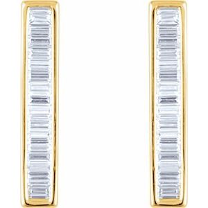 14K Yellow Gold — 1/2 Ctw Natural Diamond Bar Earrings With Backs