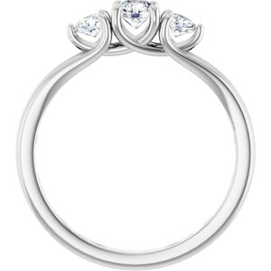 14K White Gold — 1/2 Ctw Natural Diamond Three-Stone Engagement Ring