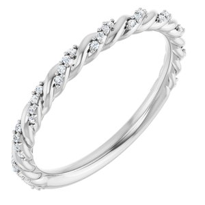 14K White Gold — 1/10 Ctw Natural Diamond Pave Twist Rope Band