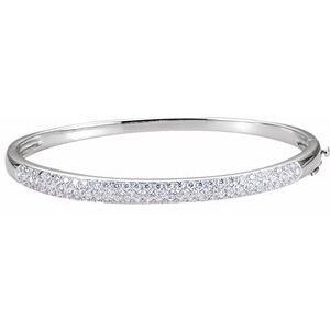 14K White Gold — 1 1/2 Ctw Natural Diamond Cuff Bracelet