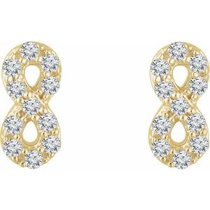 14K Yellow Gold — 1/6 Ctw Natural Diamond Infinity-Inspired Earrings