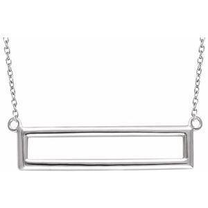 14K White Gold — Rectangle Necklace