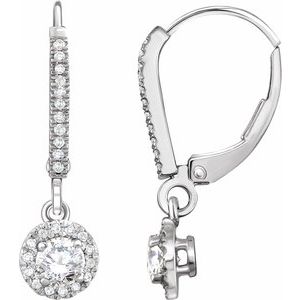 14K White Gold — 5/8 Ctw Natural Diamond Halo-Style Earrings