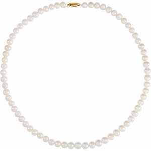 14K Yellow Gold — Cultured White Freshwater Pearl Strand Necklace