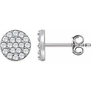 14K White Gold — 1/3Ctw Natural Diamond Cluster Earrings With Backs