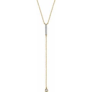 14K Yellow Gold — 1/8 Ctw Natural Diamond Bar Y Necklace
