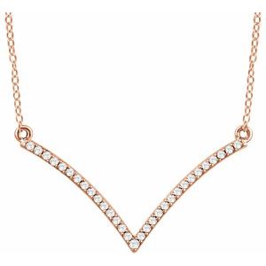 14K Rose Gold — 1/6 Ctw Natural Diamond V Necklace