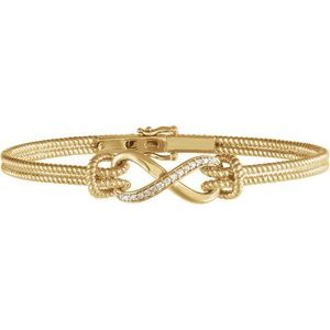 14K Yellow Gold — 1/8 Ctw Natural Diamond Bangle Bracelet