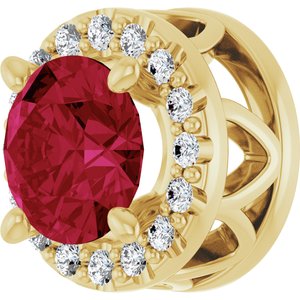 14K Yellow Gold — Lab-Grown Ruby And .08 Ctw Natural Diamond Pendant Slide