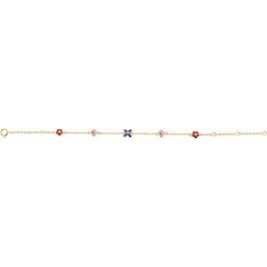 10K Yellow Gold — .04 Ctw Natural Diamond Youth Flower Bracelet