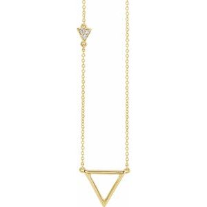 14K Yellow Gold — .05 Ctw Natural Diamond Triangle Necklace