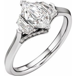 14K White Gold — 1 1/2 Ctw Lab-Grown Diamond Three-Stone Engagement Ring