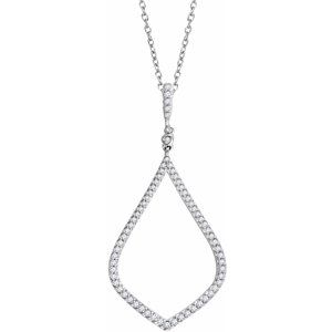 14K White Gold — 1/4 Ctw Natural Diamond Necklace