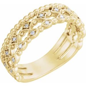 14K Yellow Gold — 1/8 Ctw Natural Diamond Stackable Ring
