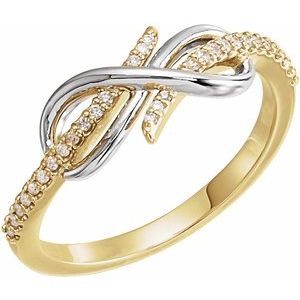 14K Yellow/White Gold — 1/10 Ctw Natural Diamond Infinity-Inspired Ring