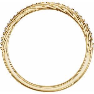 14K Yellow Gold — 1/6 Ctw Natural Diamond Rope Ring